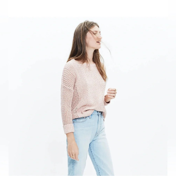 Madewell Sweaters - Madewell Marled Plaza Pullover Sweater, Sz XS, Marled Coral, Cotton Top
